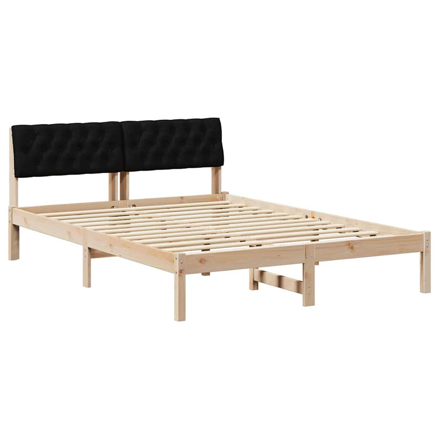 Bedframe Bruin en zwart 140 x 200 cm Massief grenenhout