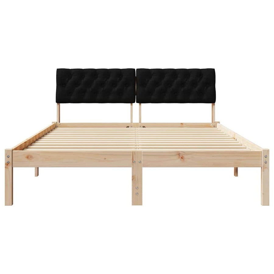 Bedframe Bruin en zwart 140 x 200 cm Massief grenenhout