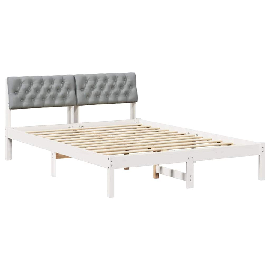 Bedframe Wit en lichtgrijs 140 x 200 cm Massief grenenhout