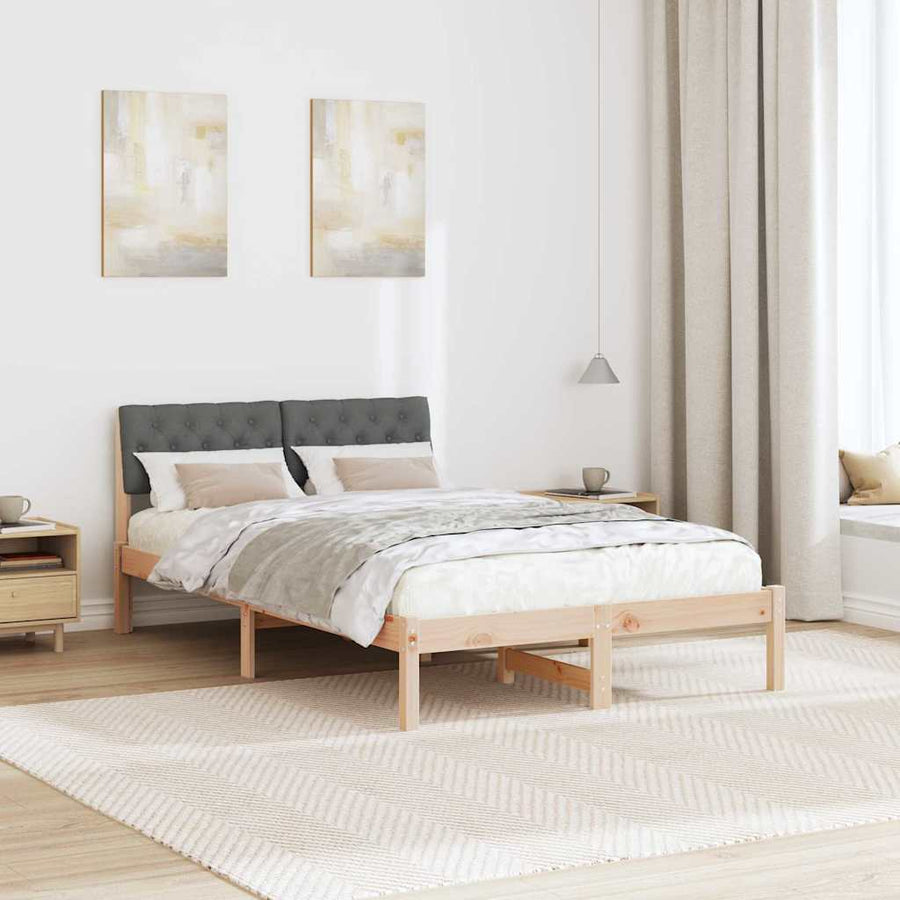Bedframe Bruin en donkergrijs 120 x 200 cm Massief grenenhout