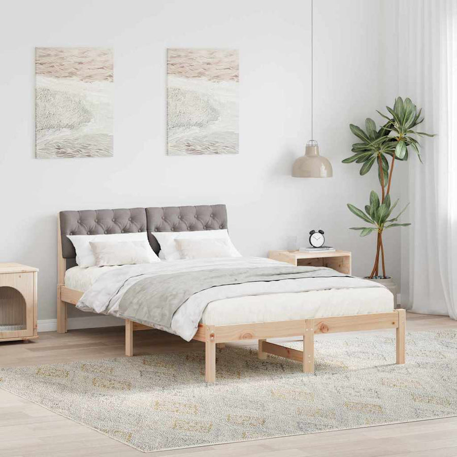 Bedframe Bruin en taupe 120 x 200 cm Massief grenenhout