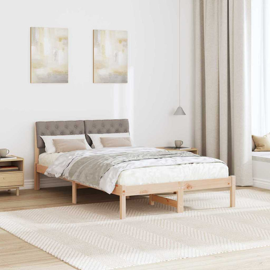 Bedframe Bruin en taupe 120 x 200 cm Massief grenenhout