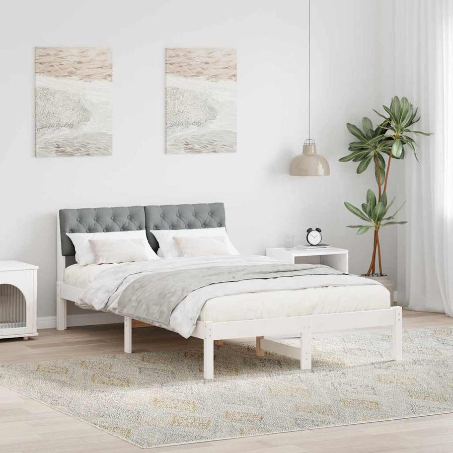Bedframe Wit en lichtgrijs 120 x 200 cm Massief grenenhout