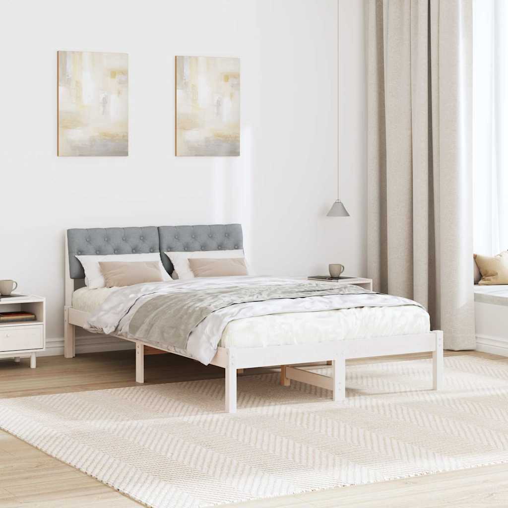 Bedframe Wit en lichtgrijs 120 x 200 cm Massief grenenhout
