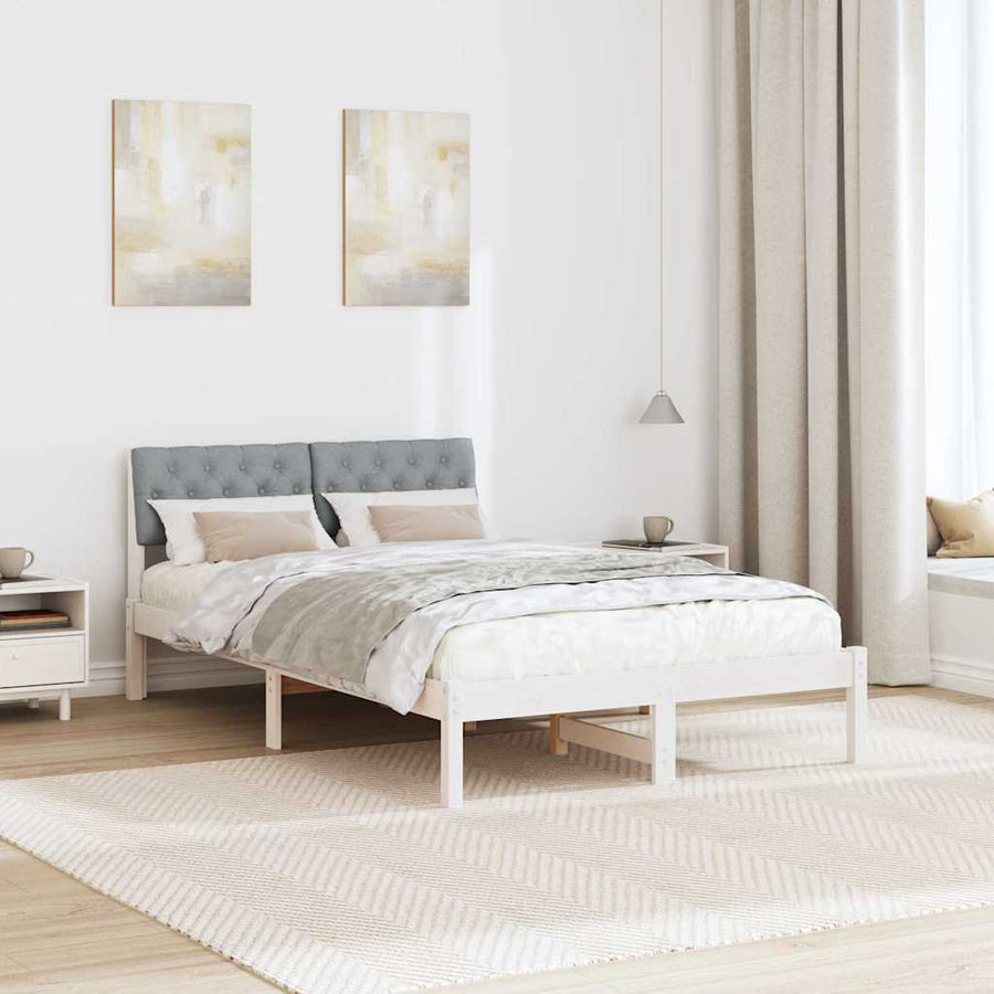Bedframe Wit en lichtgrijs 120 x 200 cm Massief grenenhout