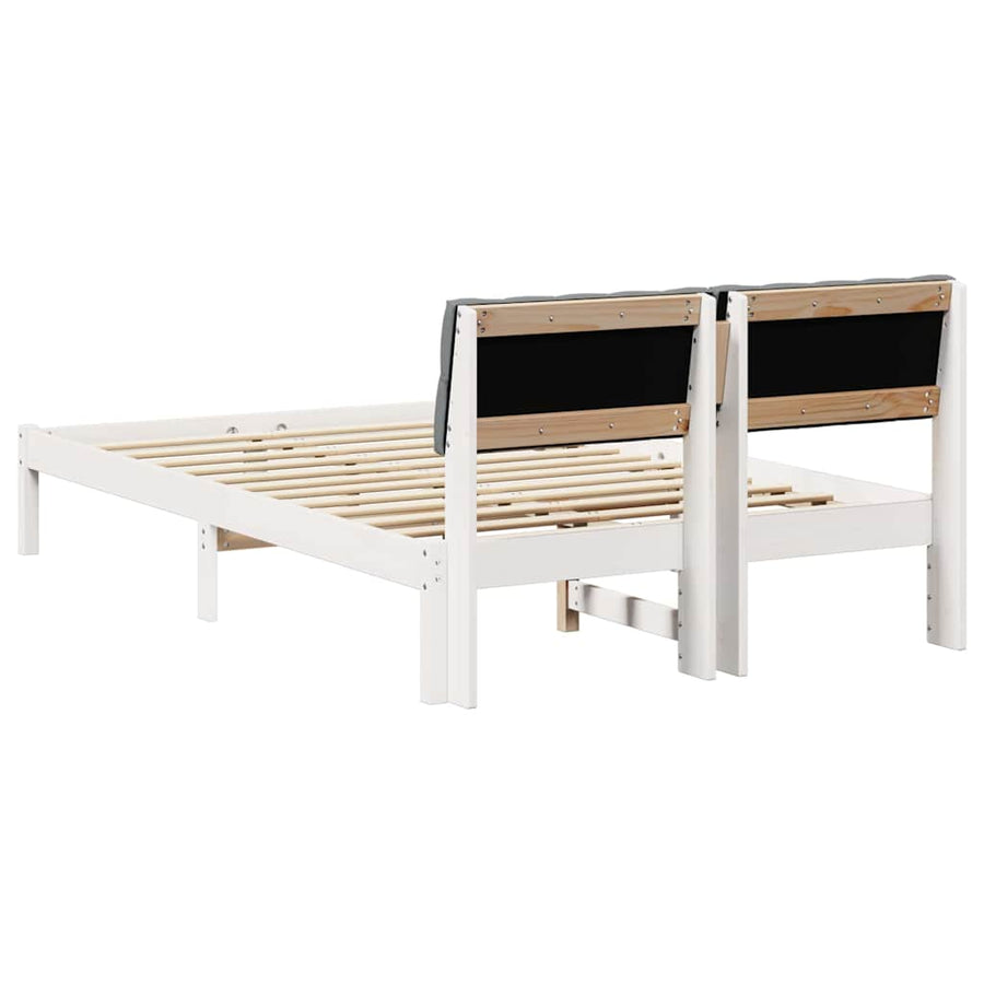 Bedframe Wit en lichtgrijs 120 x 200 cm Massief grenenhout