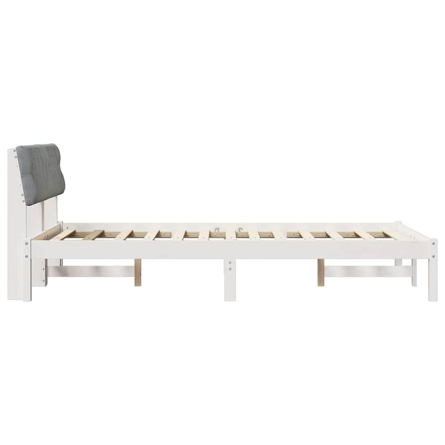 Bedframe Wit en lichtgrijs 120 x 200 cm Massief grenenhout
