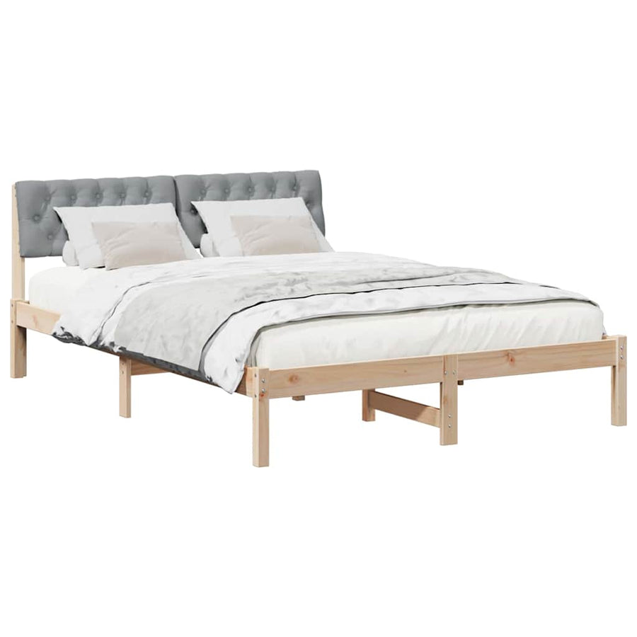 Bedframe Bruin en lichtgrijs 140 x 190 cm Massief grenenhout