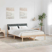 Bedframe 140x190 cm massief grenenhout bruin donkergrijs
