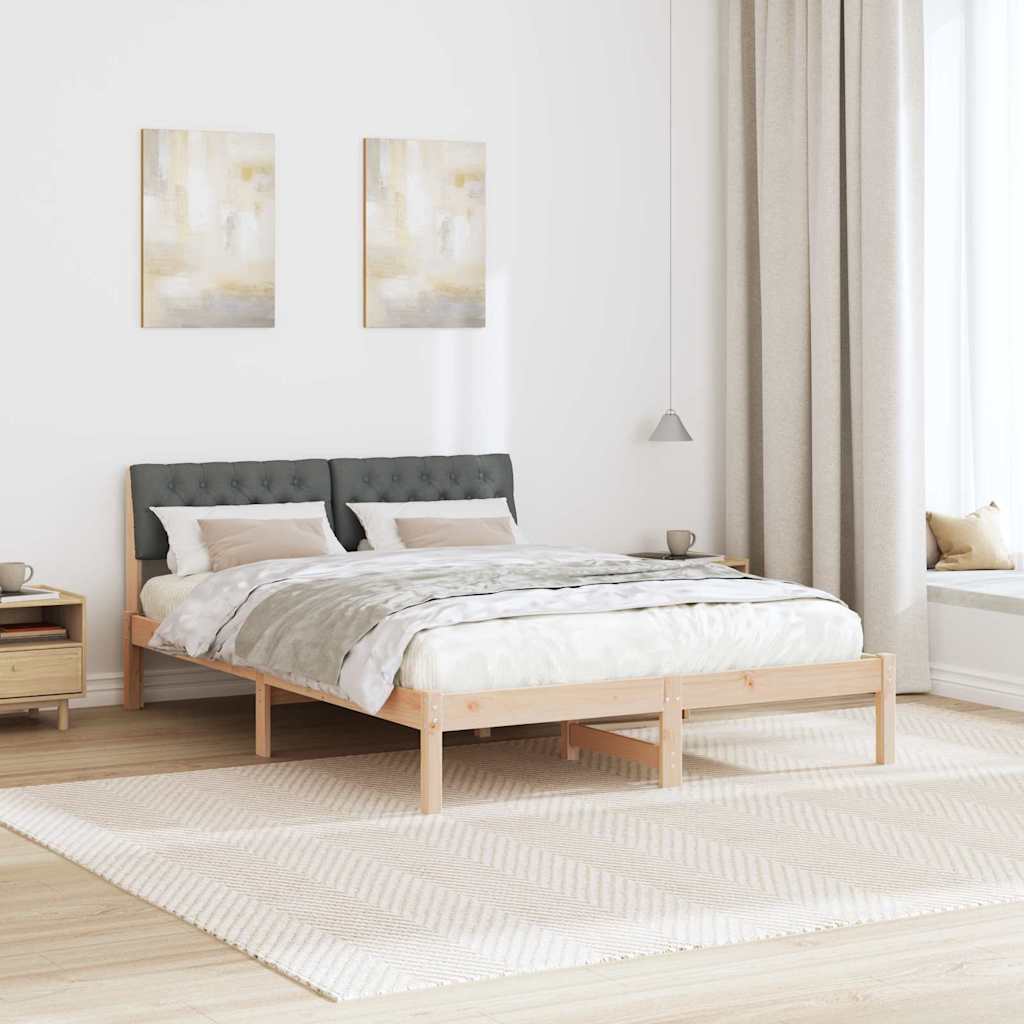 Bedframe Bruin en donkergrijs 140 x 190 cm Massief grenenhout
