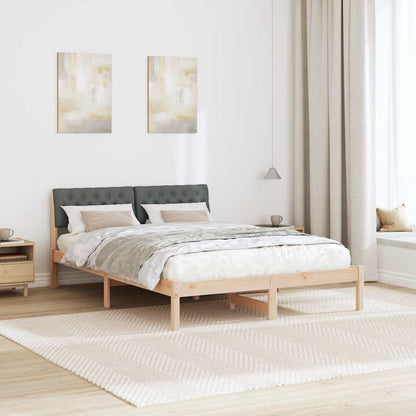 Bedframe Bruin en donkergrijs 140 x 190 cm Massief grenenhout