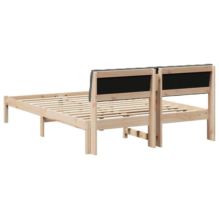 Bedframe Bruin en donkergrijs 140 x 190 cm Massief grenenhout