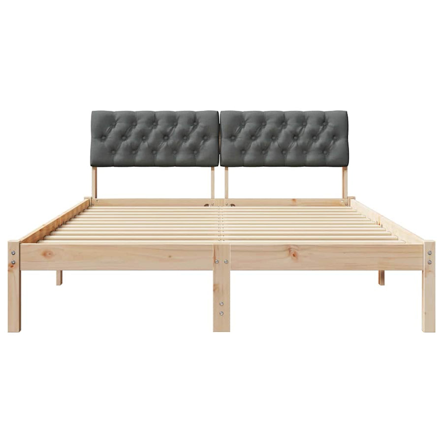 Bedframe Bruin en donkergrijs 140 x 190 cm Massief grenenhout