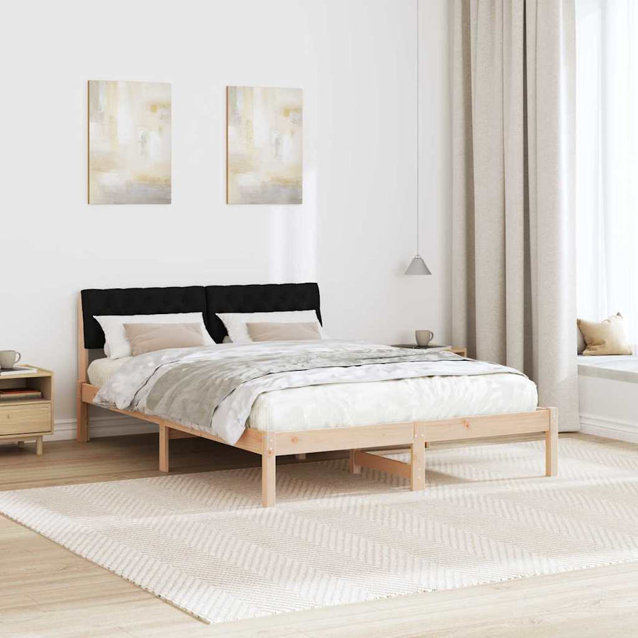 Bedframe Bruin en zwart 140 x 190 cm Massief grenenhout