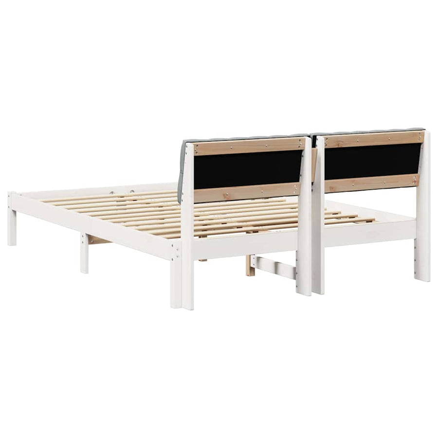 Bedframe Wit en lichtgrijs 140 x 190 cm Massief grenenhout