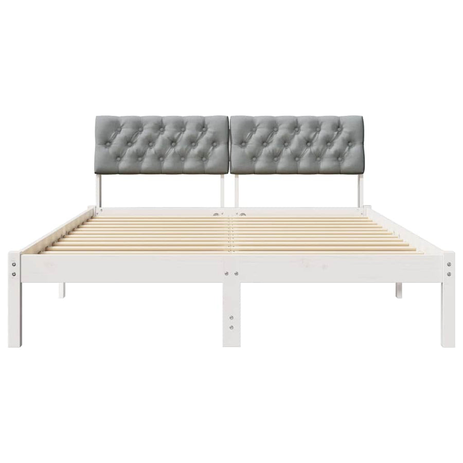 Bedframe Wit en lichtgrijs 140 x 190 cm Massief grenenhout
