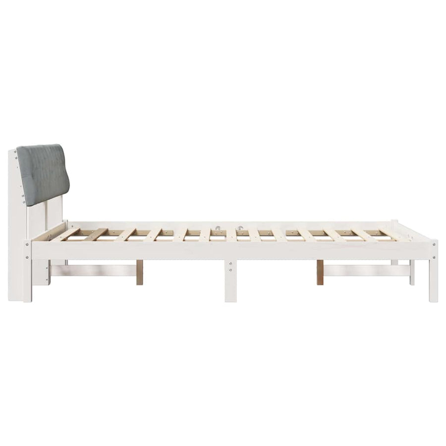 Bedframe Wit en lichtgrijs 140 x 190 cm Massief grenenhout
