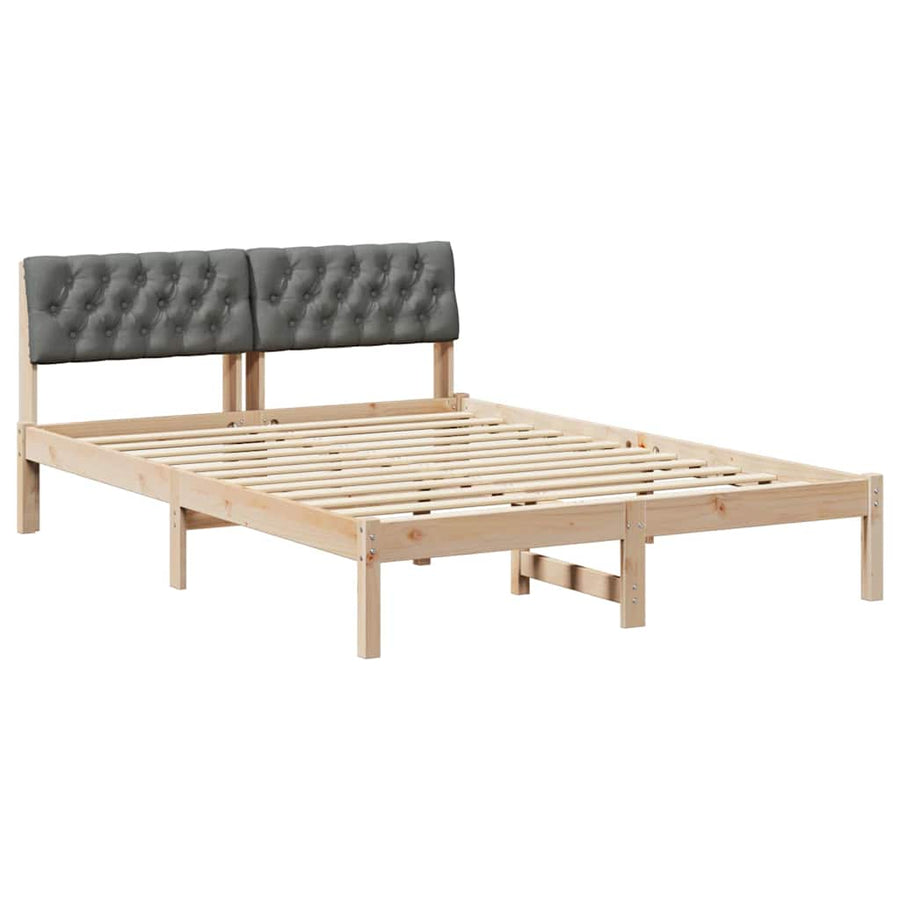 Bedframe Bruin en donkergrijs 135 x 190 cm Massief grenenhout