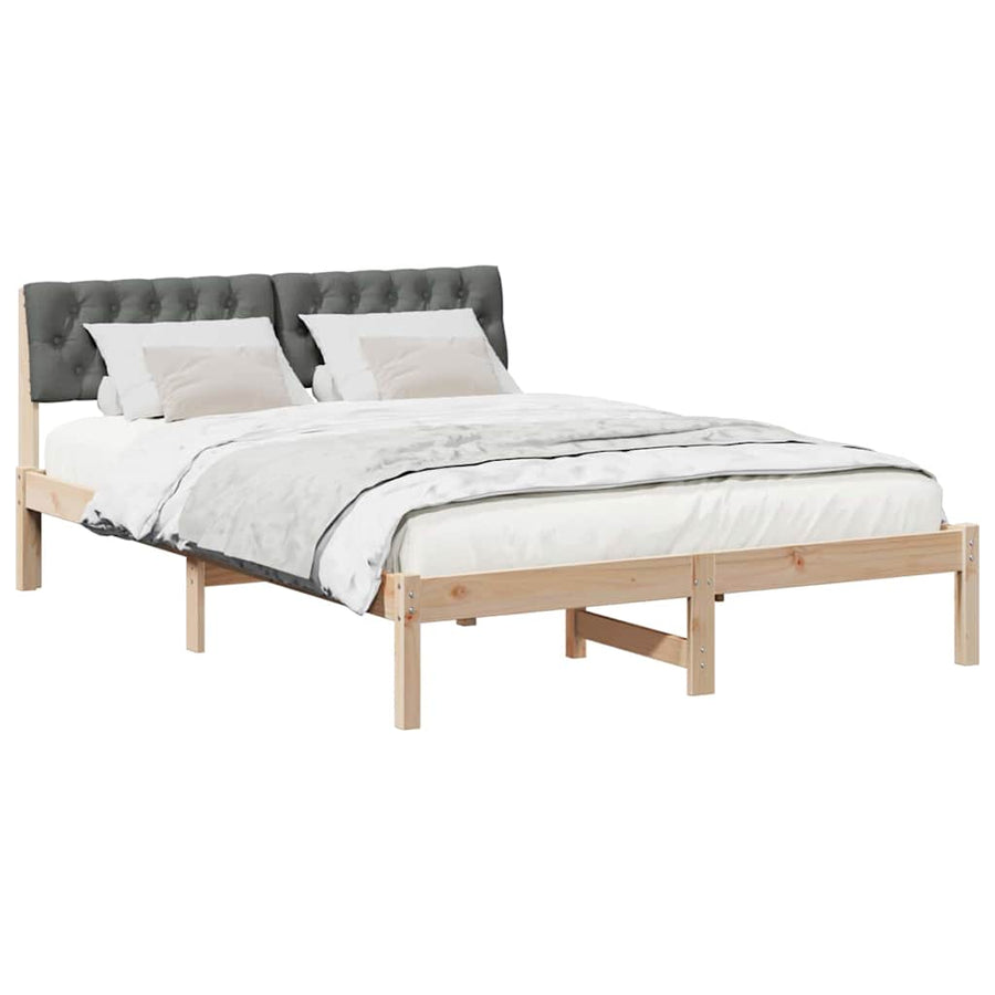 Bedframe Bruin en donkergrijs 135 x 190 cm Massief grenenhout