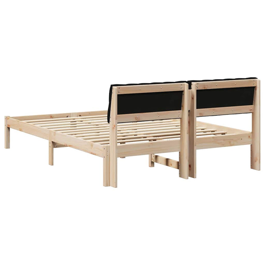 Bedframe Bruin en zwart 135 x 190 cm Massief grenenhout