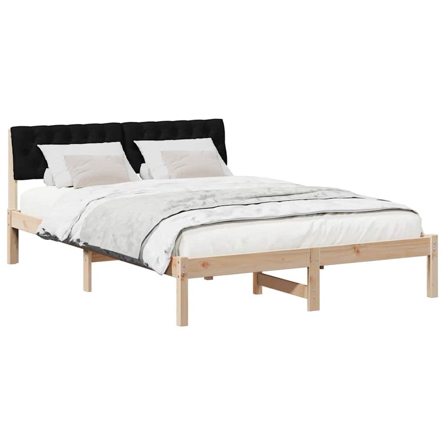 Bedframe Bruin en zwart 135 x 190 cm Massief grenenhout
