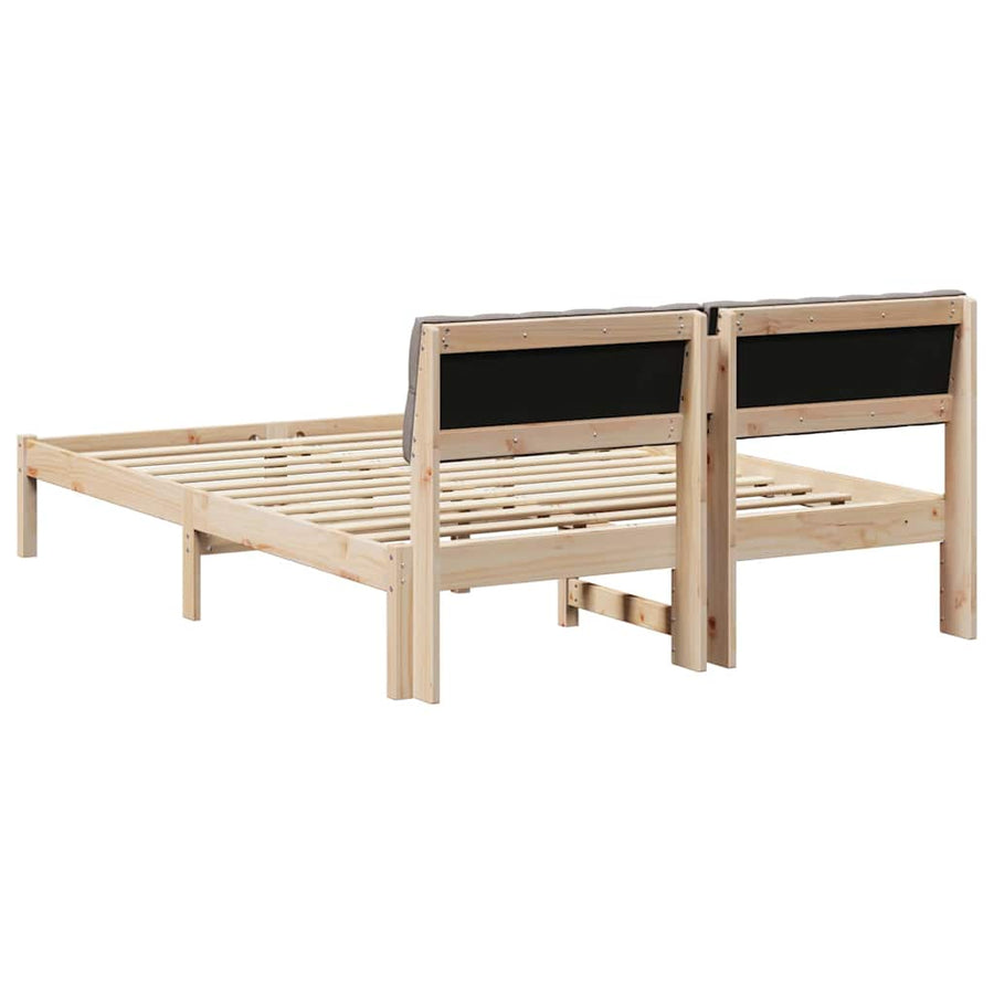 Bedframe Bruin en taupe 135 x 190 cm Massief grenenhout