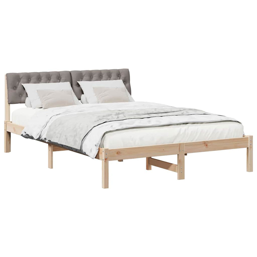 Bedframe Bruin en taupe 135 x 190 cm Massief grenenhout