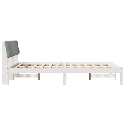 Bedframe Wit en lichtgrijs 135 x 190 cm Massief grenenhout