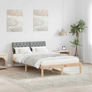 Bedframe 120 x 190 cm massief grenenhout bruin lichtgrijs