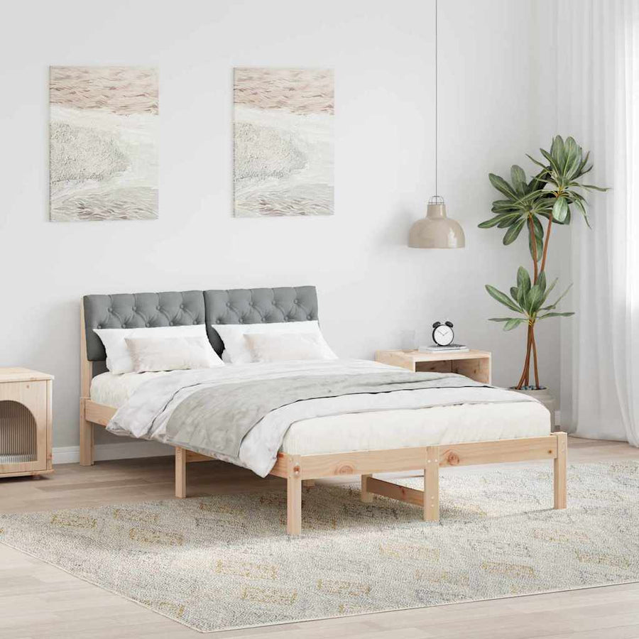 Bedframe Bruin en lichtgrijs 120 x 190 cm Massief grenenhout