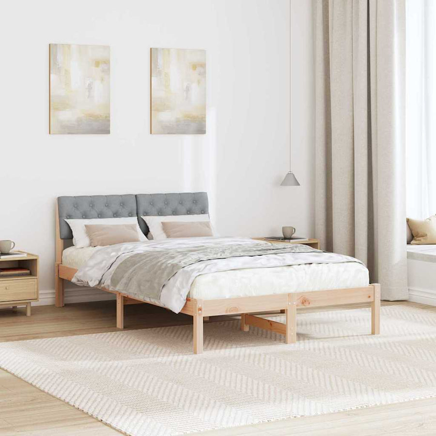 Bedframe Bruin en lichtgrijs 120 x 190 cm Massief grenenhout