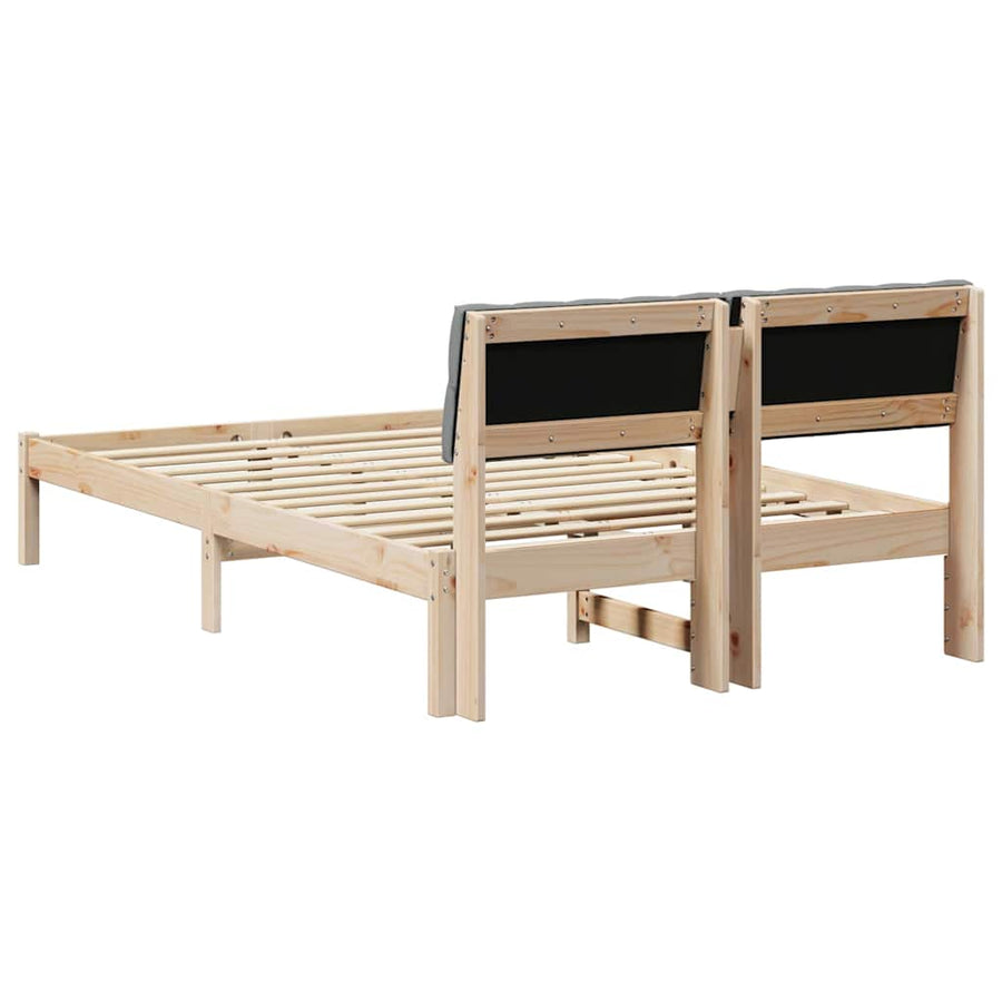 Bedframe Bruin en lichtgrijs 120 x 190 cm Massief grenenhout