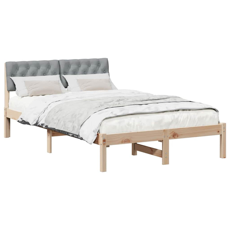 Bedframe Bruin en lichtgrijs 120 x 190 cm Massief grenenhout