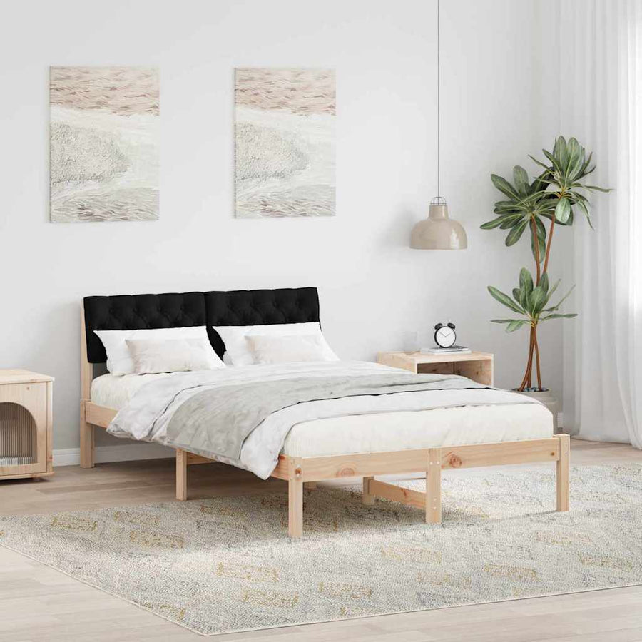 Bedframe Bruin en zwart 120 x 190 cm Massief grenenhout