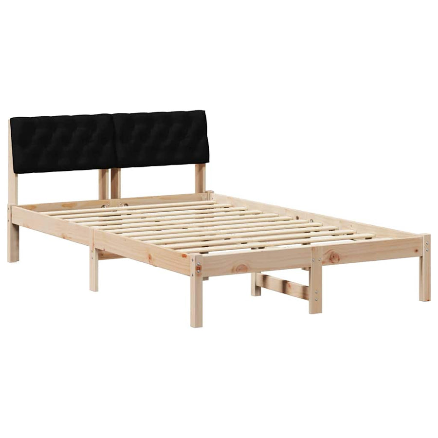 Bedframe Bruin en zwart 120 x 190 cm Massief grenenhout