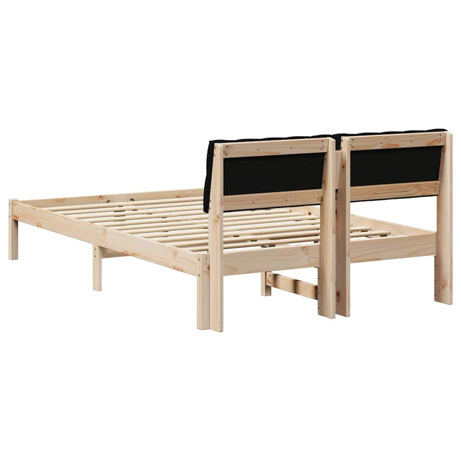 Bedframe Bruin en zwart 120 x 190 cm Massief grenenhout