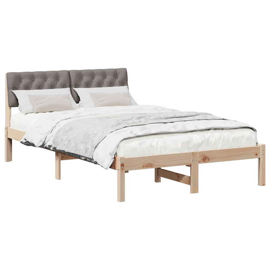Bedframe Bruin en taupe 120 x 190 cm Massief grenenhout
