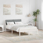 Bedframe 120x190 cm massief grenenhout wit lichtgrijs
