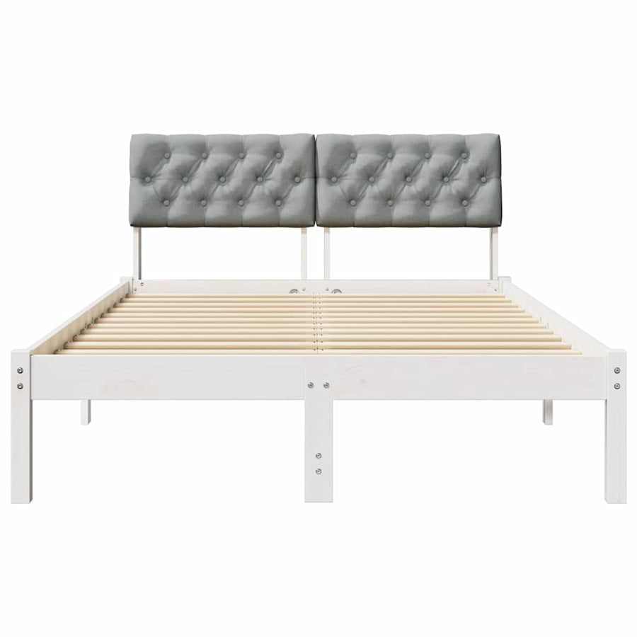 Bedframe Wit en lichtgrijs 120 x 190 cm Massief grenenhout