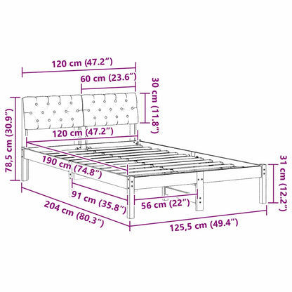 Bedframe Wit en lichtgrijs 120 x 190 cm Massief grenenhout