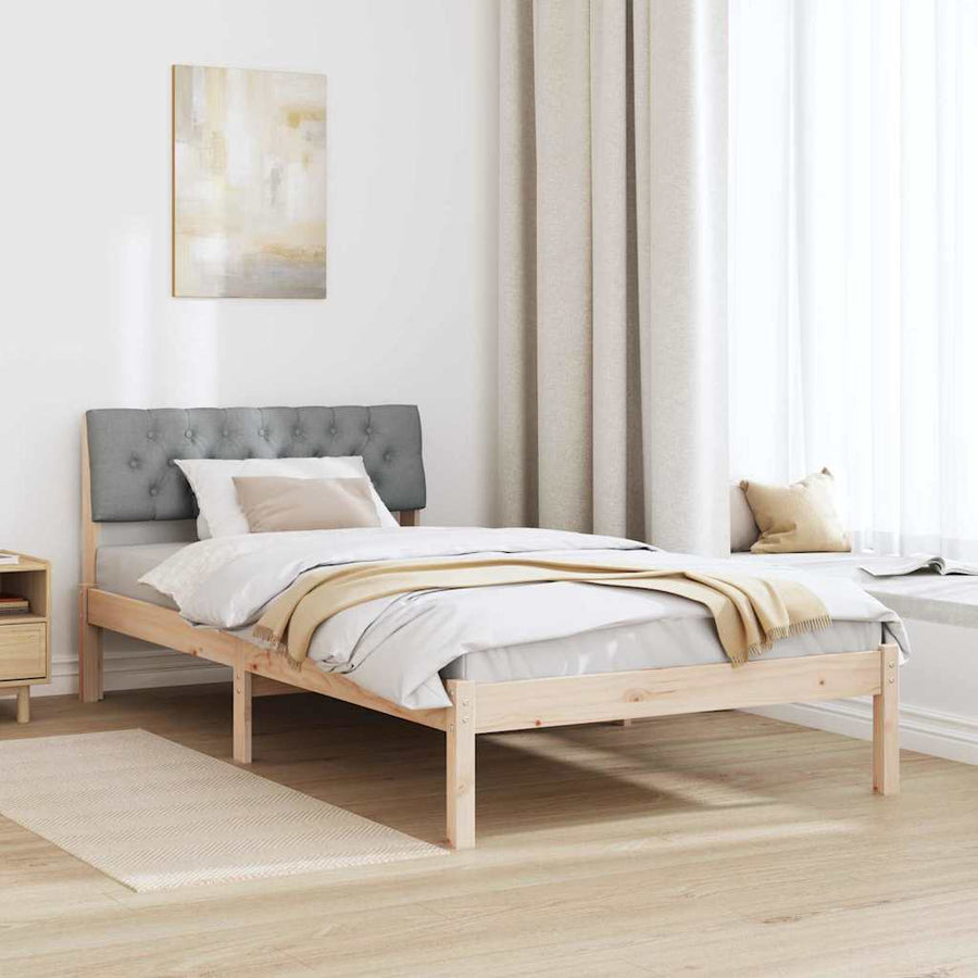 Bedframe Bruin en lichtgrijs 100 x 200 cm Massief grenenhout