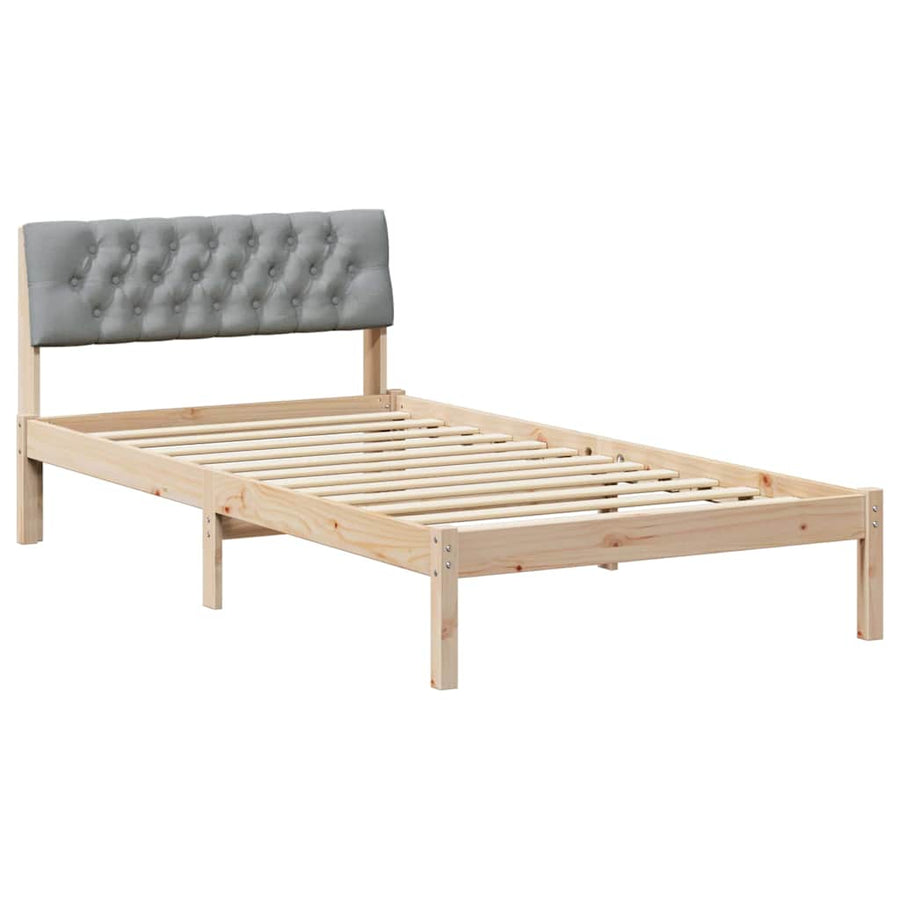 Bedframe Bruin en lichtgrijs 100 x 200 cm Massief grenenhout