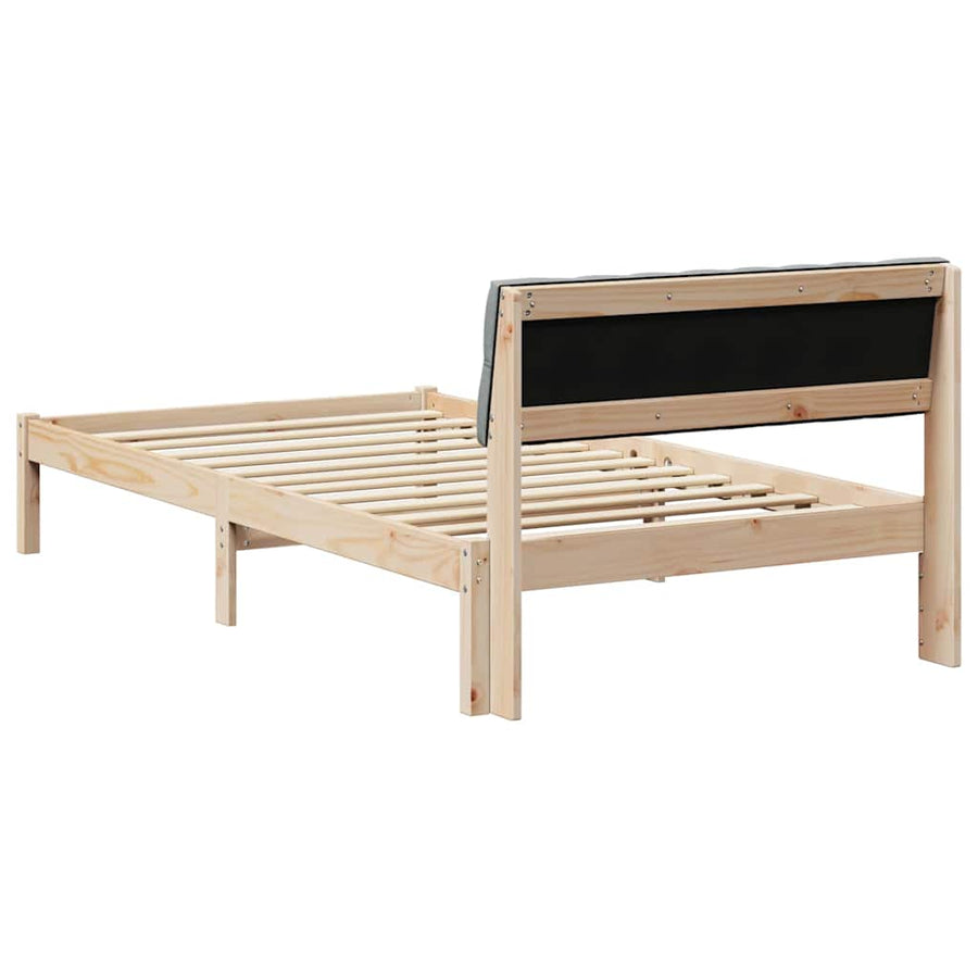 Bedframe Bruin en lichtgrijs 100 x 200 cm Massief grenenhout