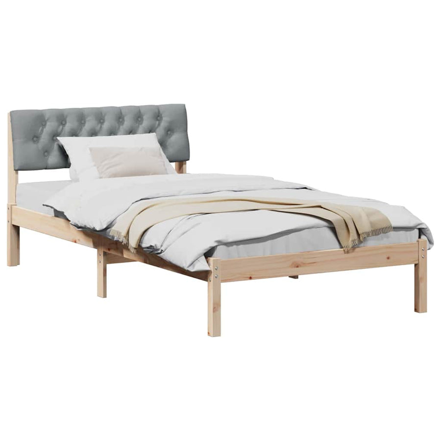 Bedframe Bruin en lichtgrijs 100 x 200 cm Massief grenenhout