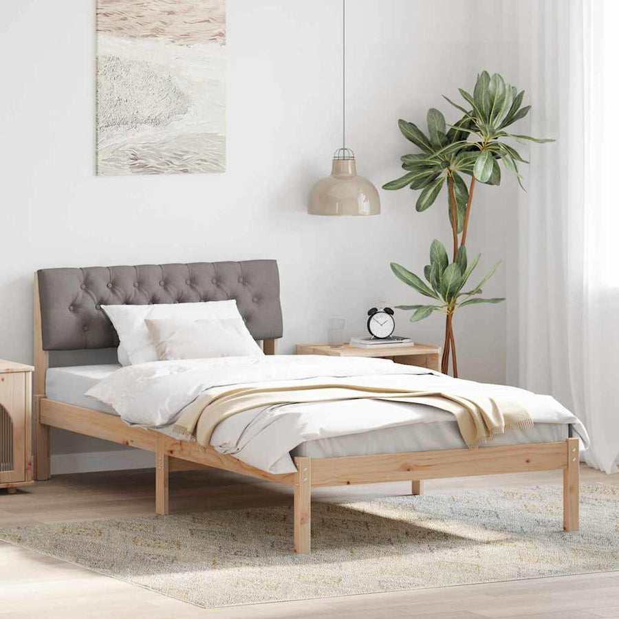 Bedframe Bruin en taupe 100 x 200 cm Massief grenenhout