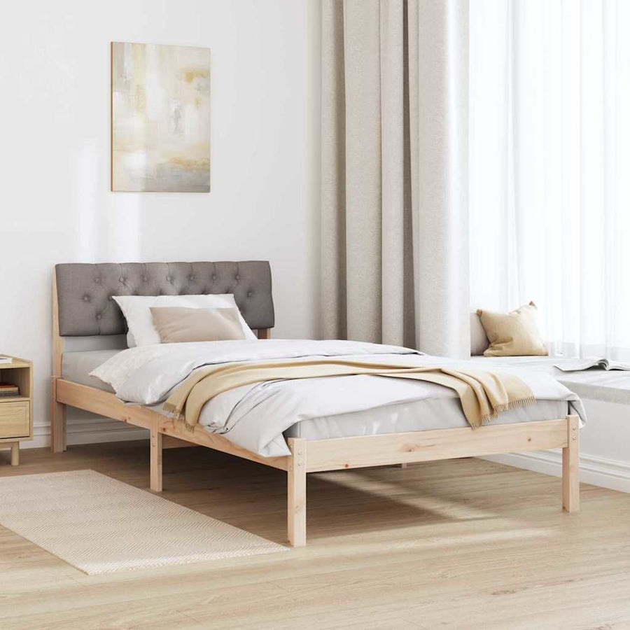 Bedframe Bruin en taupe 100 x 200 cm Massief grenenhout