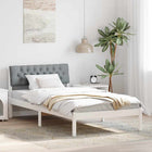 Bedframe 100x200 cm massief grenenhout wit lichtgrijs