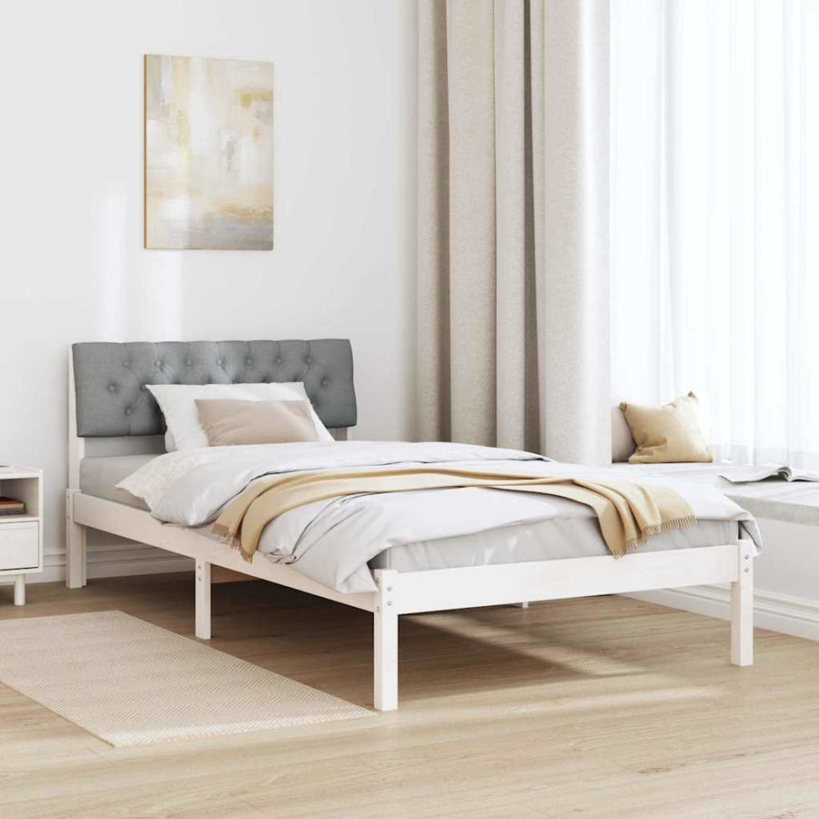Bedframe Wit en lichtgrijs 100 x 200 cm Massief grenenhout