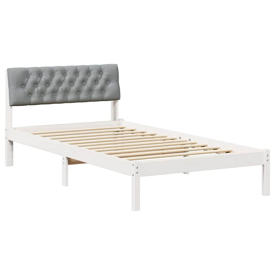 Bedframe Wit en lichtgrijs 100 x 200 cm Massief grenenhout