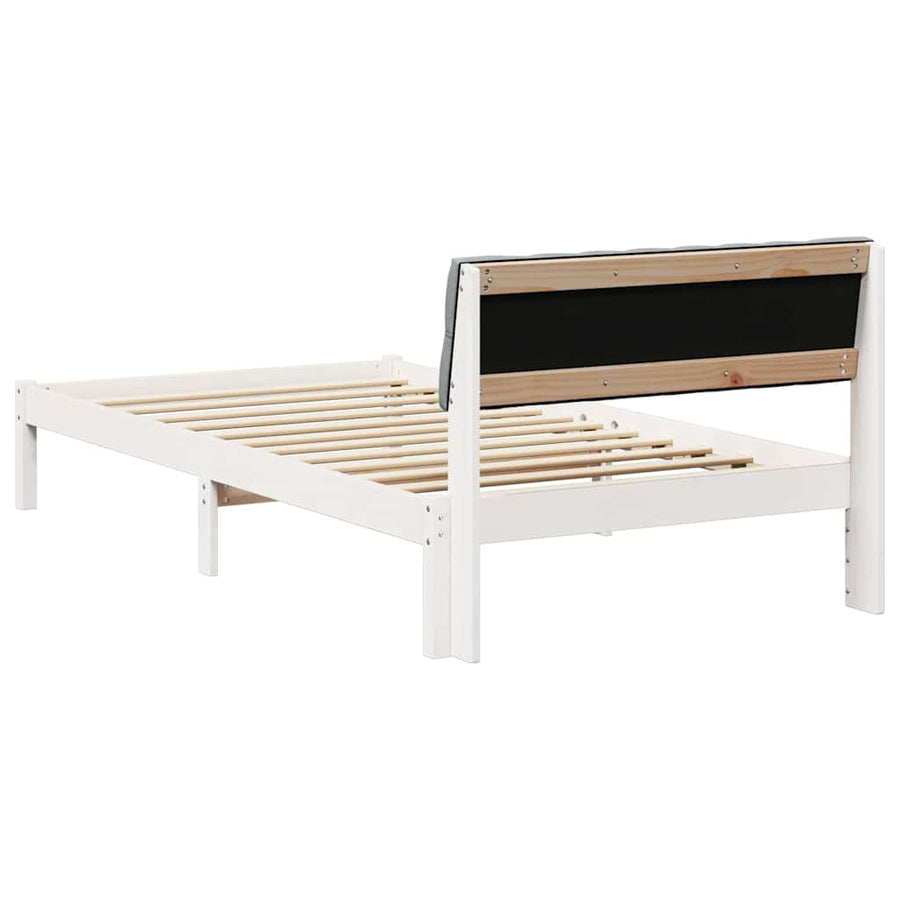 Bedframe Wit en lichtgrijs 100 x 200 cm Massief grenenhout